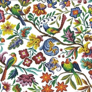 Cross Stitch Kit Beginner Embroidery Tapestry Kit Birds Twitter 59 x 55 cm.