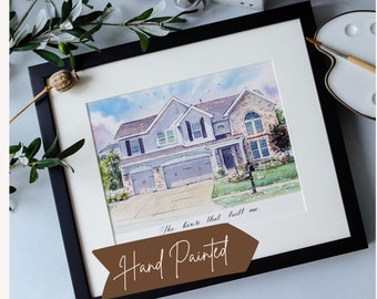 House Illustration | Gift for Mom | Handmade Personalized Watercolor Home Painting| House Drawing