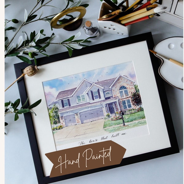 House Illustration | Gift for Mom | Handmade Personalized Watercolor Home Painting| House Drawing