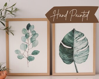 BOTANICAL WATERCOLOR PAINTING | Hand Painted Floral Art | Plant Illustration Commission Original Commissioned Artwork Monstera Eucalyptus