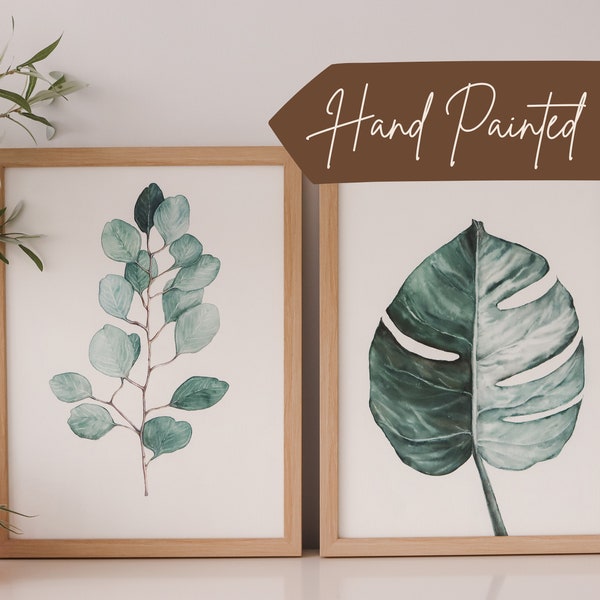 BOTANICAL WATERCOLOR PAINTING | Hand Painted Floral Art | Plant Illustration Commission Original Commissioned Artwork Monstera Eucalyptus