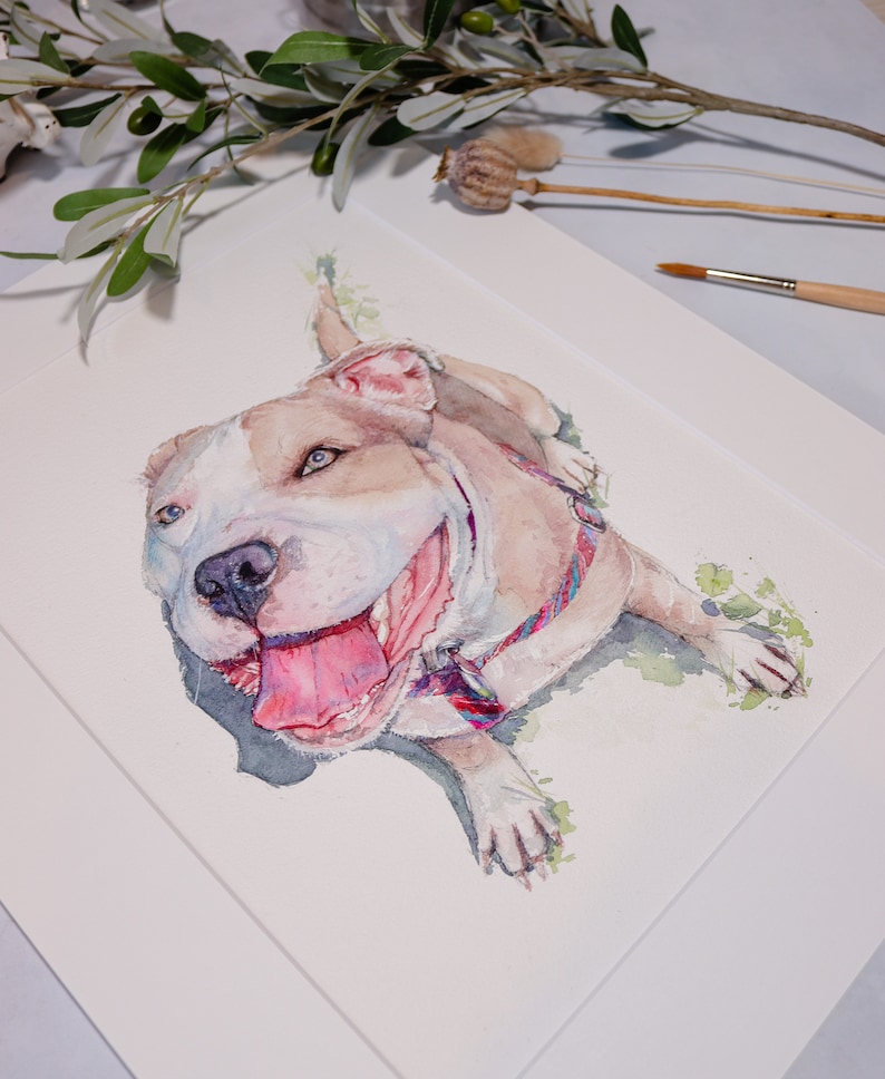 Custom Dog Portrait Painting HAND PAINTED Gift for Mom Mothers Day Watercolor Pet Drawing From Photo Pet Memorial Gift for Dog Lovers image 10