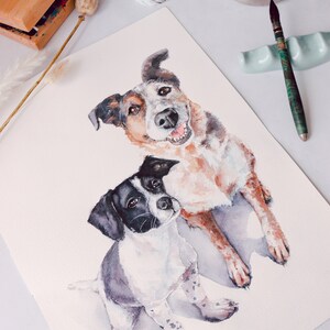 Custom Dog Portrait Painting HAND PAINTED Gift for Mom Mothers Day Watercolor Pet Drawing From Photo Pet Memorial Gift for Dog Lovers image 7