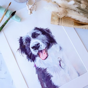 Custom Dog Portrait Painting HAND PAINTED Gift for Mom Mothers Day Watercolor Pet Drawing From Photo Pet Memorial Gift for Dog Lovers image 9