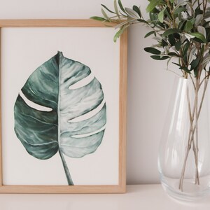 BOTANICAL WATERCOLOR PAINTING Hand Painted Floral Art Plant Illustration Commission Original Commissioned Artwork Monstera Eucalyptus image 2