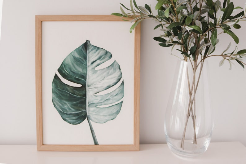 BOTANICAL WATERCOLOR PAINTING Hand Painted Floral Art Plant Illustration Commission Original Commissioned Artwork Monstera Eucalyptus image 2