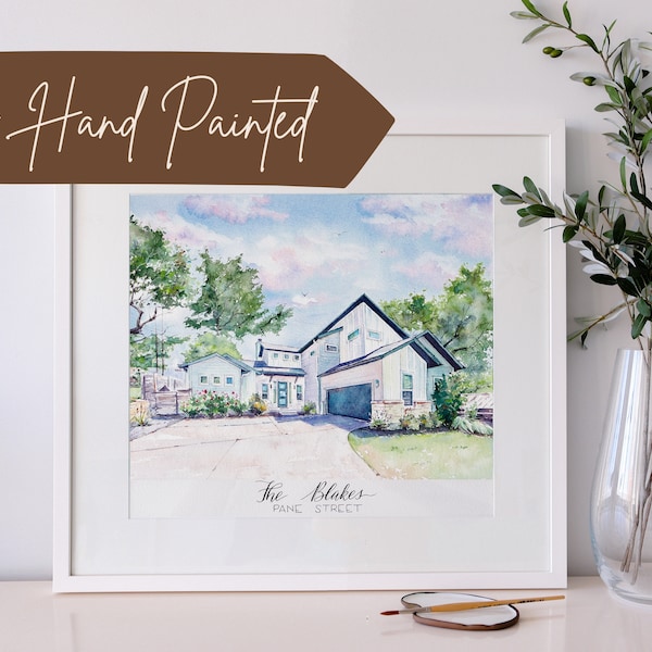 House Portrait | Realtor Closing Gift | Handmade Gift for Mom | HAND PAINTED Mothers Day Gift | Custom Watercolor Home Painting from Photo