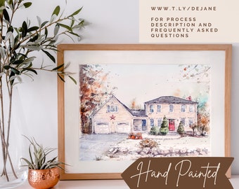 Custom Housewarming Gift First Home | House Painting - Handmade Personalized | Watercolor House Portrait HAND PAINTED Commissioned Art