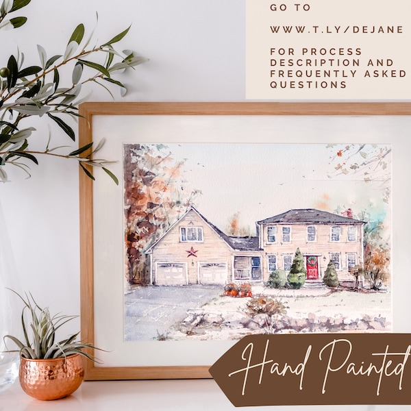 Custom Housewarming Gift First Home | House Painting - Handmade Personalized | Watercolor House Portrait HAND PAINTED Commissioned Art