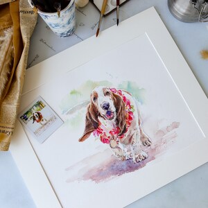 Custom Dog Portrait Painting HAND PAINTED Gift for Mom Mothers Day Watercolor Pet Drawing From Photo Pet Memorial Gift for Dog Lovers image 2