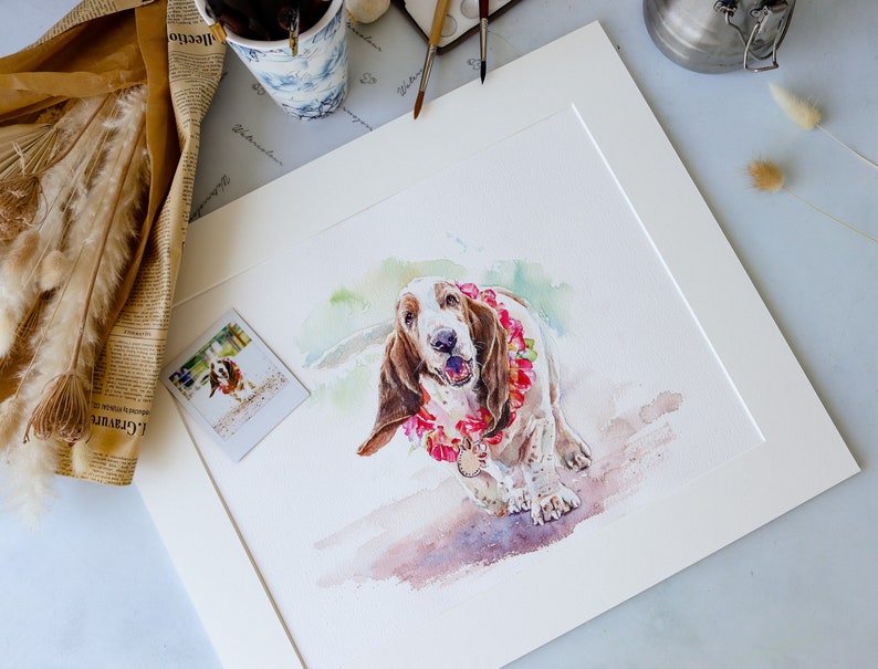 Custom Dog Portrait Painting HAND PAINTED Gift for Mom Mothers Day Watercolor Pet Drawing From Photo Pet Memorial Gift for Dog Lovers image 2