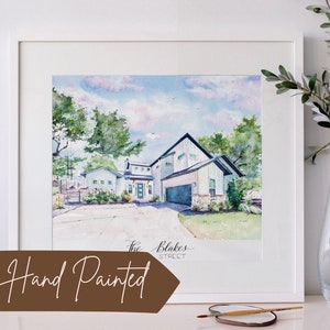 House Illustration Gift for Mom Handmade Personalized Watercolor Home Painting House Drawing image 2