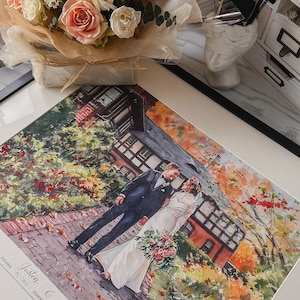 Portrait de mariage personnalisé Cadeau pour la mère de la mariée Cadeau fait main pour maman Aquarelle peinte à la main pour la mère du marié image 3