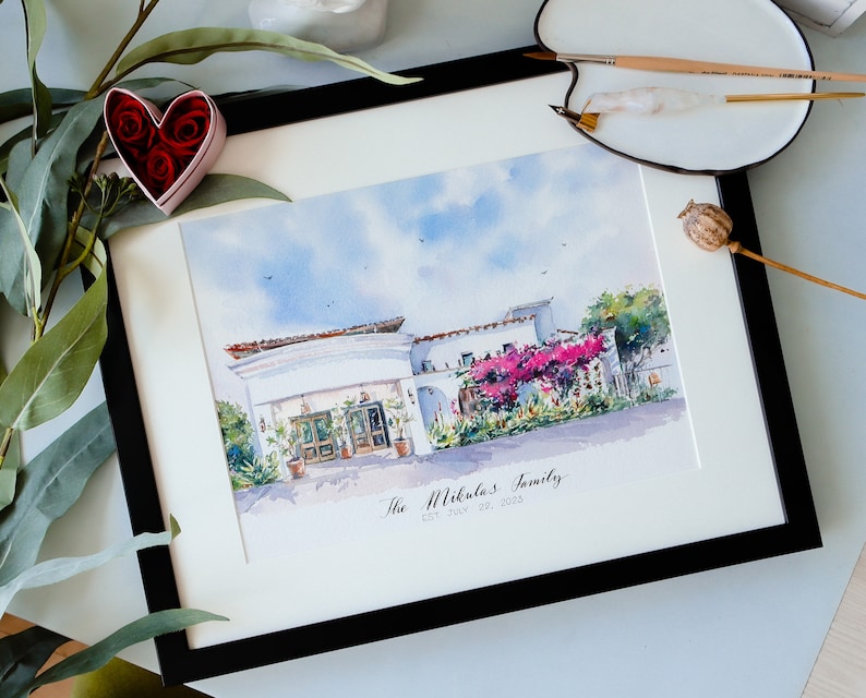Custom Wedding Venue Watercolor Painting Commissioned Art Personalizable Wedding Gift Art Commission Wedding Anniversary Customizable image 2