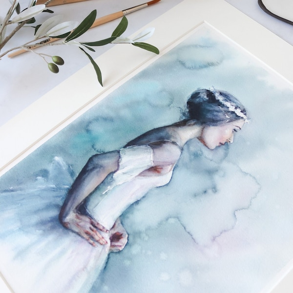 Custom Giclee PRINT of the Original Watercolor Painting - Giselle, Ballerina, Artwork New York City Ballet Sketch Wall Art Christmas Gift