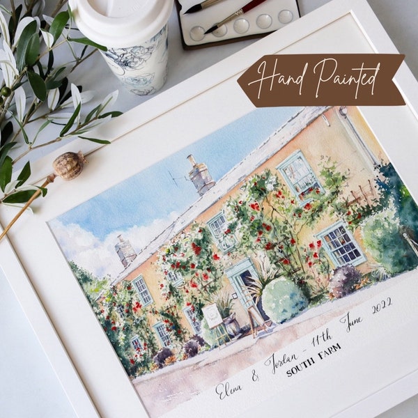 Custom Wedding Venue Watercolor Painting | Commissioned Art | Personalizable Wedding Gift | Art Commission Wedding Anniversary Customizable