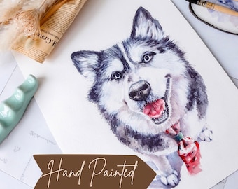 Custom Dog Portrait Painting HAND PAINTED | Gift for Mom | Mothers Day | Watercolor Pet Drawing From Photo Pet Memorial Gift for Dog Lovers