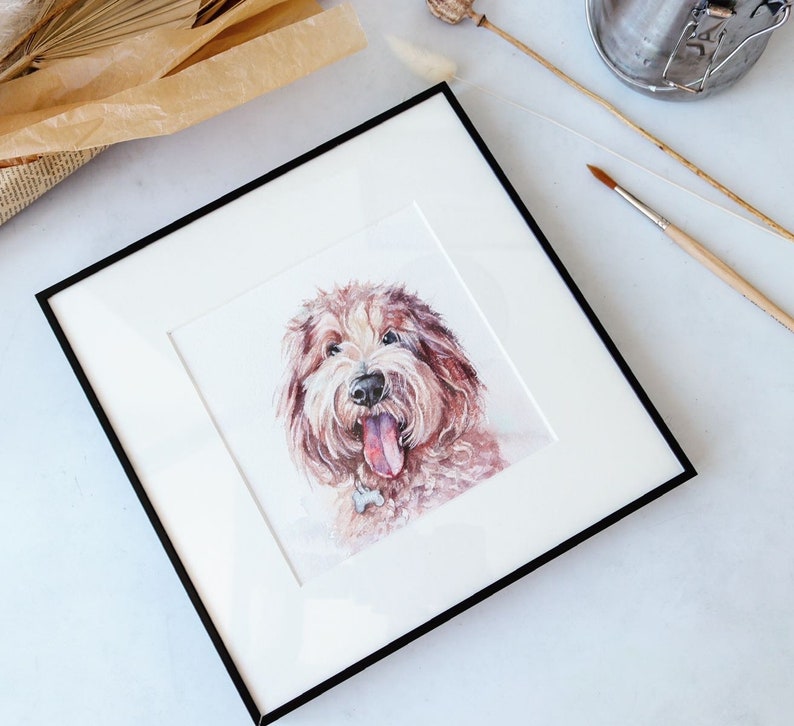 Custom Dog Portrait Painting HAND PAINTED Gift for Mom Mothers Day Watercolor Pet Drawing From Photo Pet Memorial Gift for Dog Lovers image 8