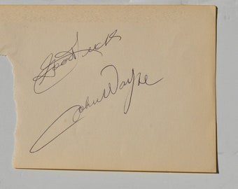 JOHN WAYNE SIGNED Page - Rio Grande - Chisum - True Grit - Duke - Fort Apache  w/coa