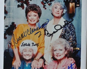 GOLDEN GIRLS CAST Signed Photo X4 - Beatrice Arthur, Betty White, Rue McClanahan, Estelle Getty w/coa