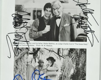 THE GRASS HARP Cast Signed Photo x4 - Walter Matthau, Nell Carter, Piper Laurie w/coa