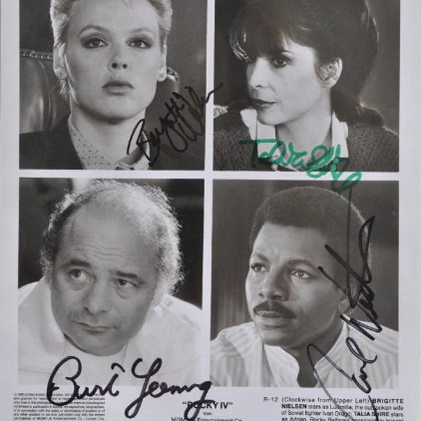 ROCKY CAST SIGNIERTES Foto X4 - Talia Shire, Carl Weathers, Burt Young, Brigitte Nielsen w/coa