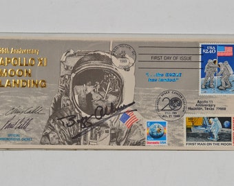 Buzz Aldren Signed Apollo XI Moon Landing FDC - 20th Anniversary USPS fdc Envelope w/coa