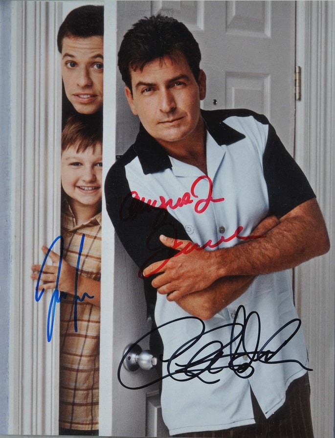 Two and A Half Men Cast Signed Photo X3 – Charlie Sheen, Jon Cryer