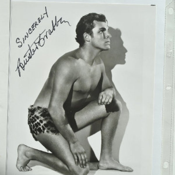 BUSTER CRABBE SIGNED Photo - Tarzan - Flash Gordon - Buck Rogers - Billy Carson w/coa