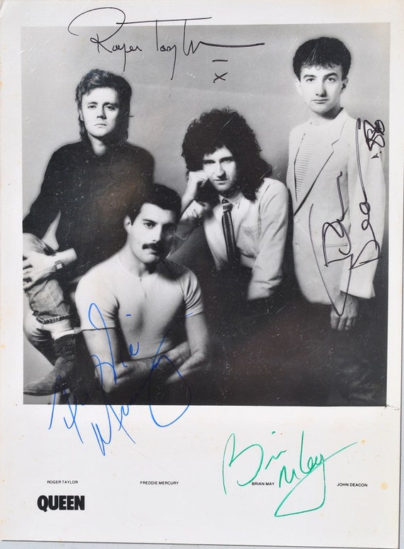 【Queen】サイン フレディ・マーキュリー Freddie Mercury フレディ マーキュリー QUEEN サイン入りプロモ写真 1988 X 4
