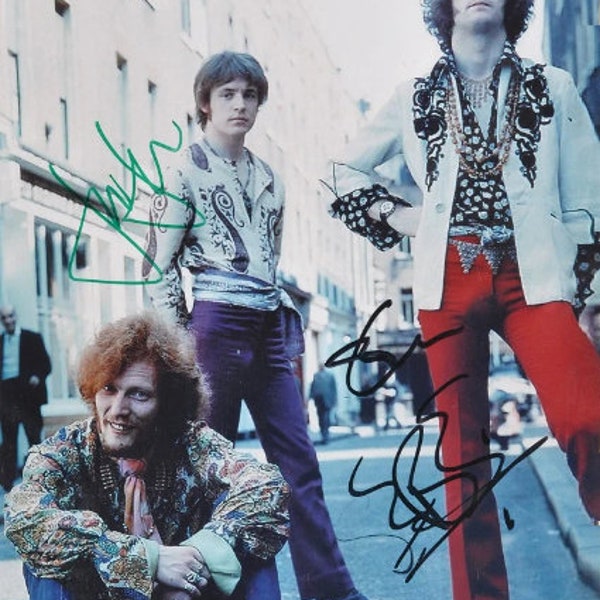 CREAM SIGNED PHOTO X3 - Eric Clapton, Jack Bruce, Ginger Baker w/coa