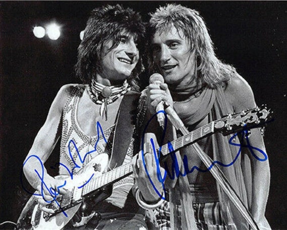 ROD STEWART & Ronnie Wood - The Faces - Hand- Signed Autograph 8x10 Photo  w/COA