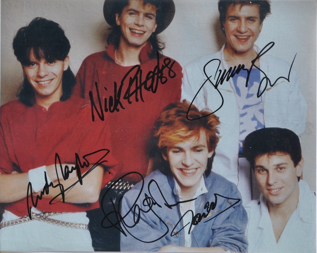 DURAN DURAN SIGNED Photo x5 - S. LeBon, J. Taylor, R. Taylor, N. Rhodes, A.  Taylor w&frasl;coa