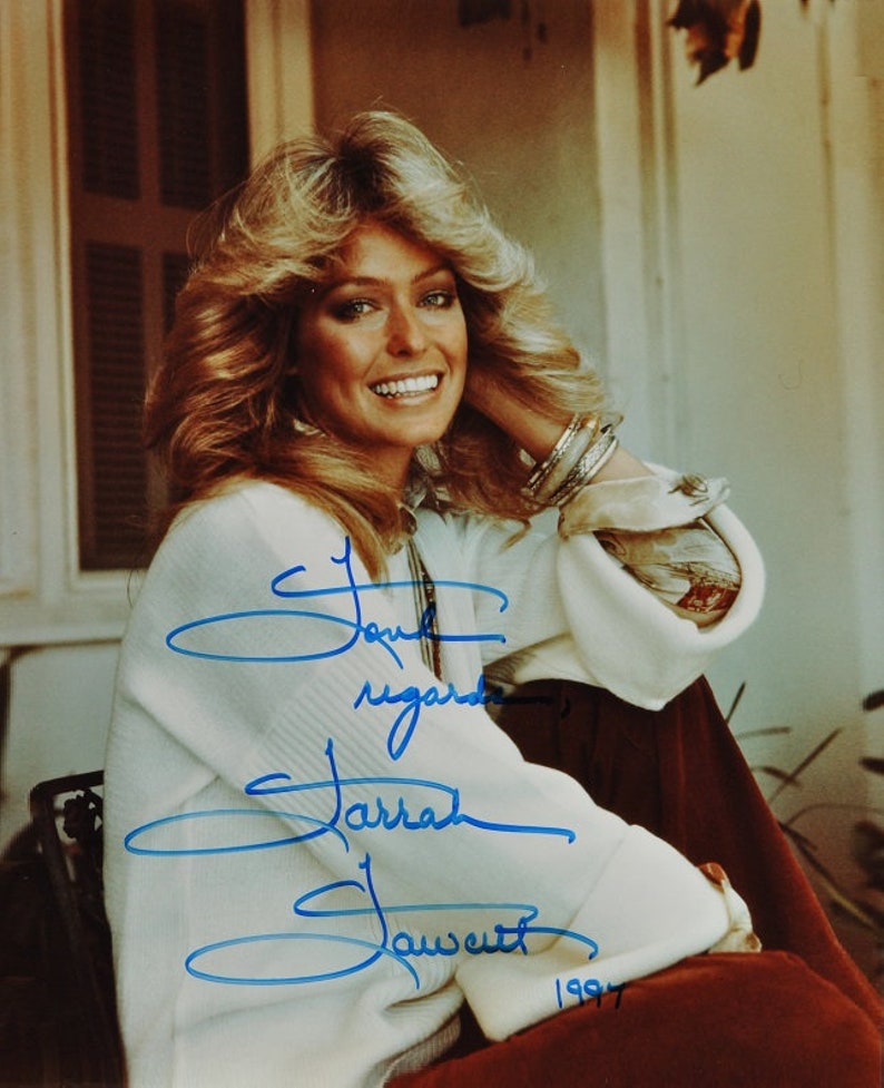 FARRAH FAWCETT SIGNED Photo Charlie's Angels, Lee Majors w/coa image 1