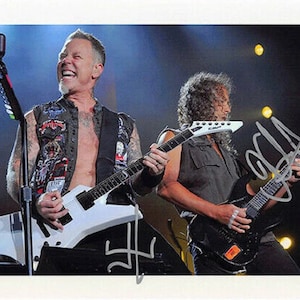 METALLICA x2 - James Hetfield & Kirk Hammett - Autógrafo firmado a mano 8x10 Foto con COA