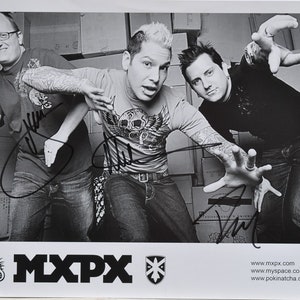 MxPx Signed Photo x3 – Michael Herrera, Yuri Ruley, Tom Wisniewski w/coa