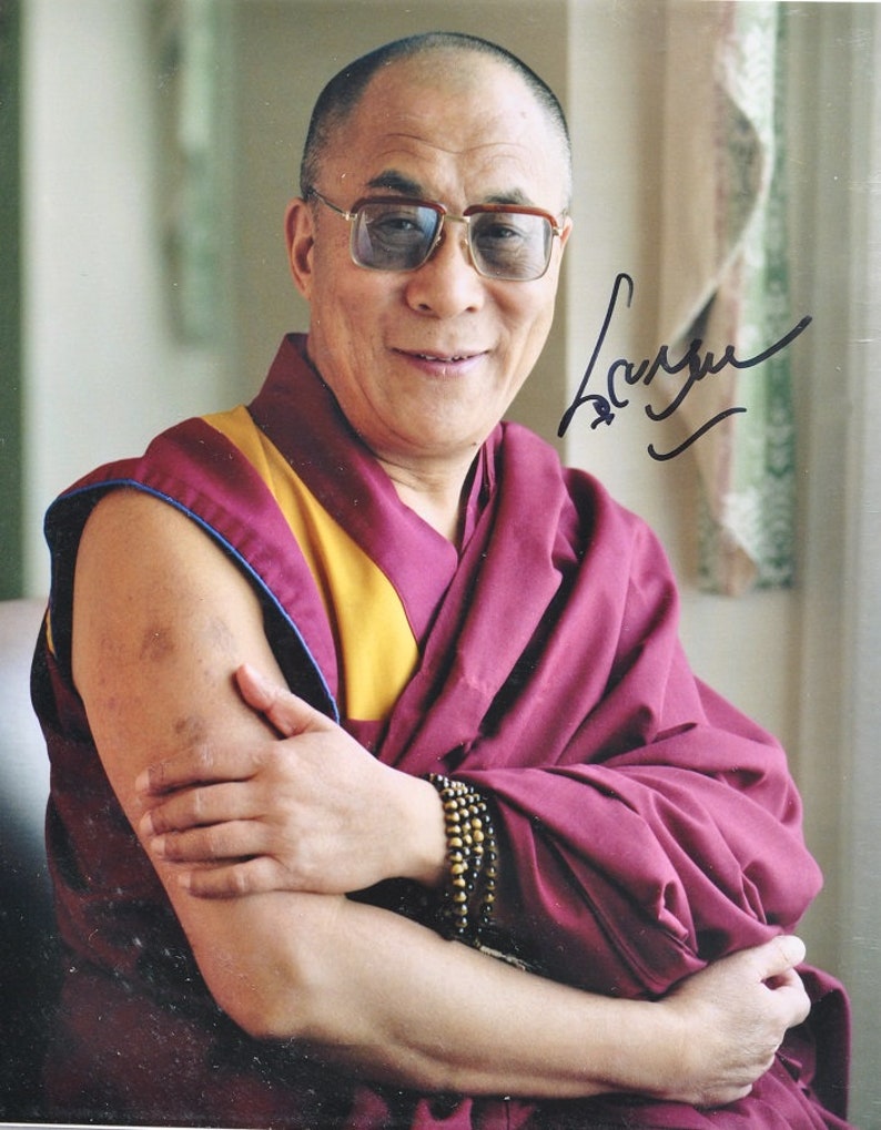 DALAI LAMA SIGNED Photo His Holiness Tenzin Gyatso w/coa image 1