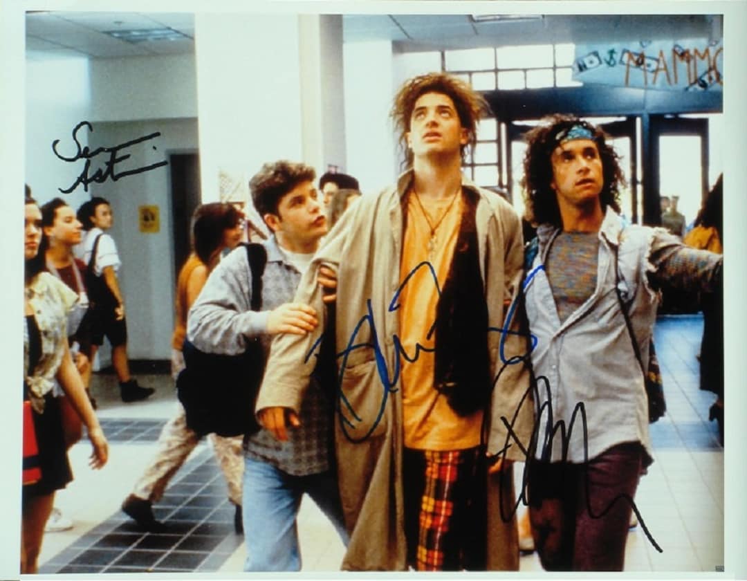 ENCINO MAN Cast Signed Photo X3 - Brendan Fraser, Pauly Shore + W/coa