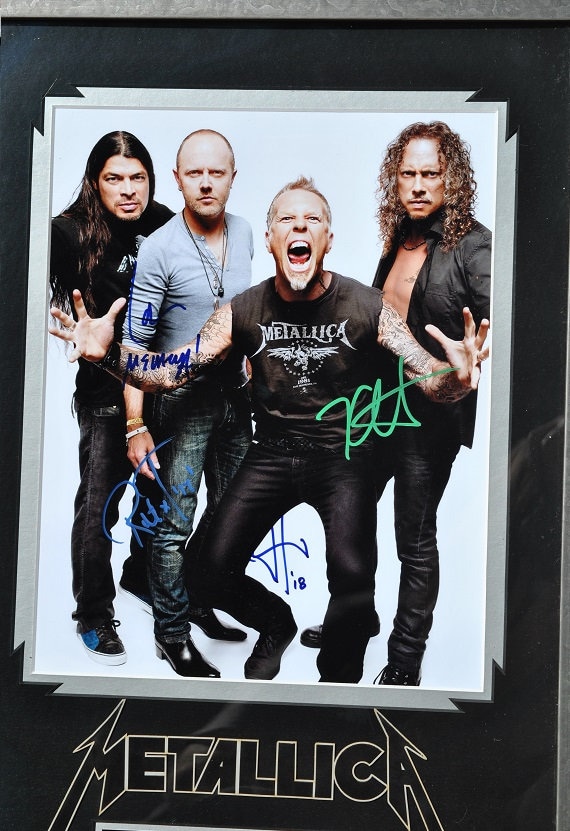 METALLICA SIGNED X4 Framed, Matted Plaque- Lars Ulrich, Hetfield