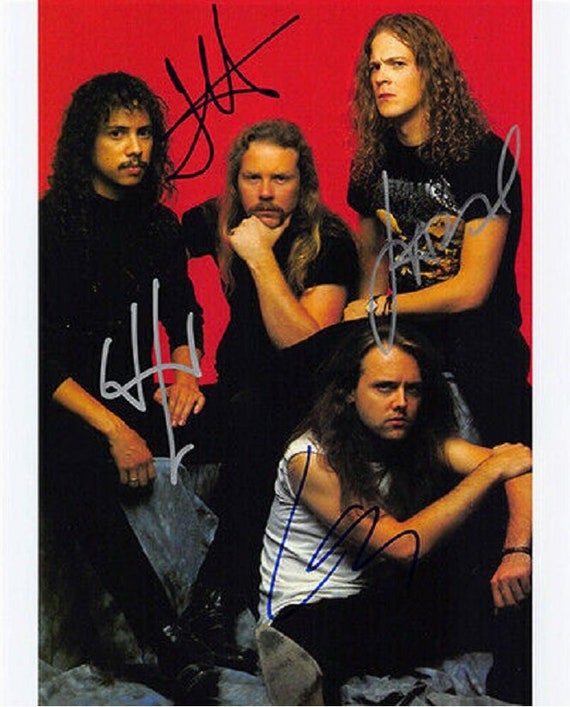 METALLICA 直筆サイン入り写真 x4 - L. ウルリッヒ、J. ヘット