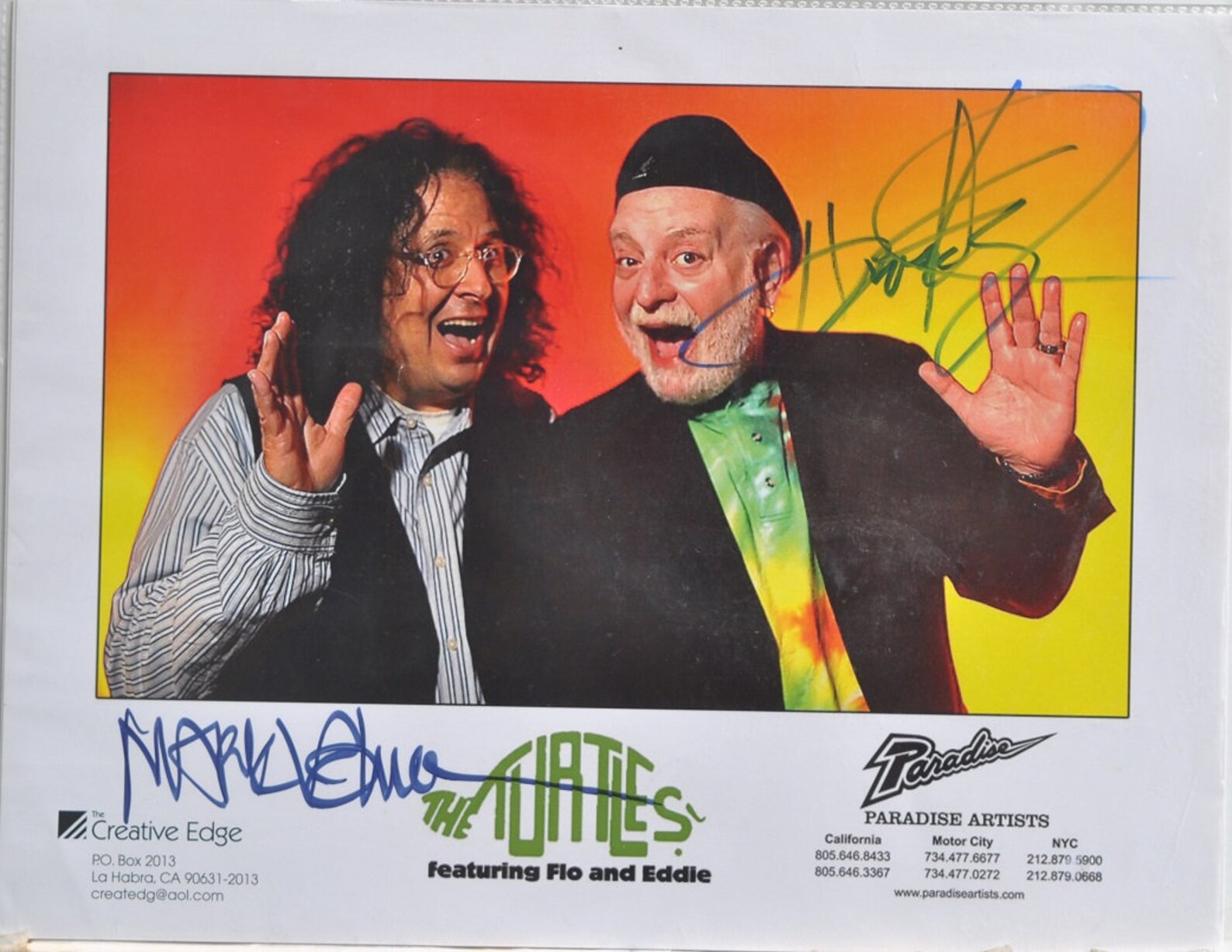 THE TURTLES SIGNED Photo X2 - Flo & Eddie - Howard Kaylan, Mark Volman ...