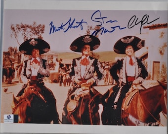 Foto firmada del elenco de TRES AMIGOS X3 - Steve Martin, Chevy Chase, Martin Short con certificado de autenticidad