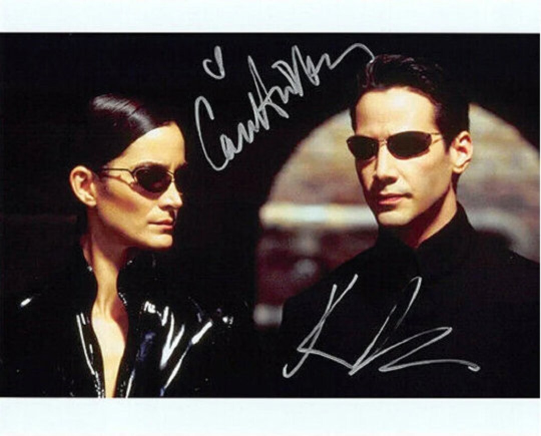 マトリックス キアヌ・リーブス & キャリー＝アン・モス 直筆サイン入り写真 g マトリックス キャスト X2 サイン入り写真 - キアヌ・リーブス