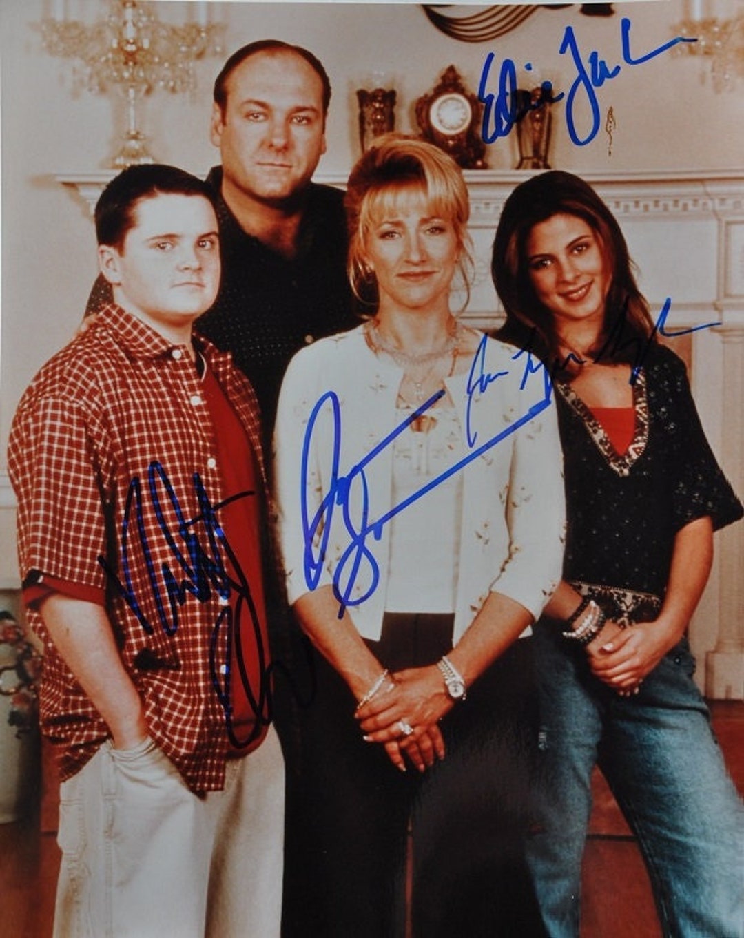 THE SOPRANOS CAST Signed Photo X4 James Gandolfini, Edie Falco, Robert