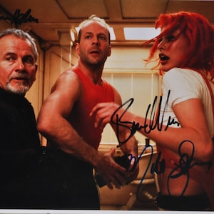 THE FIFTH ELEMENT Cast Signed Photo X3 - Milla Jovovich, Bruce Willis, + w/coa