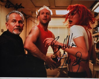 THE FIFTH ELEMENT Cast Signed Photo X3 - Milla Jovovich, Bruce Willis, + w/coa