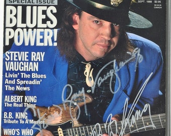 STEVIE RAY VAUGHN & B.B. King Signed Magazine - Guitar World w/coa