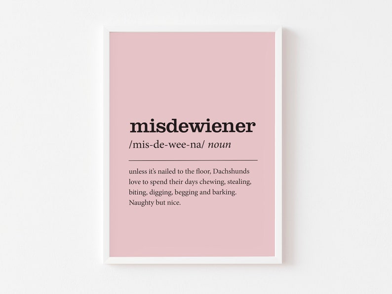 Dachshund, Sausage Dog, Word Print, Art, Gift, Wiener, Dog Definition