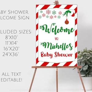 Grinch Baby Shower Welcome Sign, Grinchmas Baby Shower, Christmas Baby Shower Sign, Grinch Themed Party Decor, DDBA025
