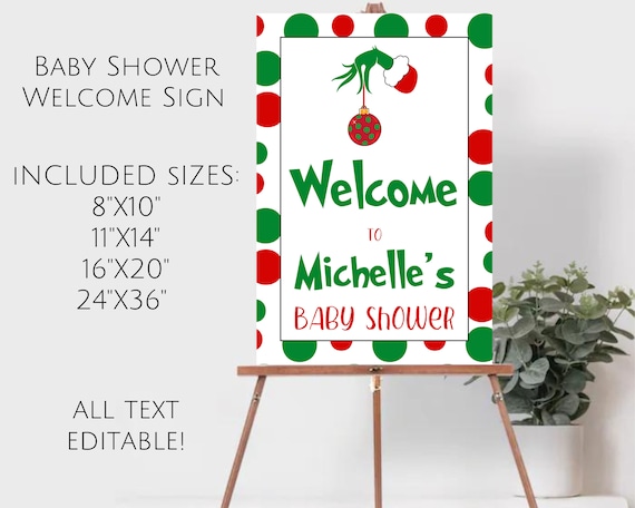Grinch Baby Shower Welcome Sign, Whoville Party Signs, Grinch